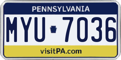 PA license plate MYU7036