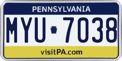 PA license plate MYU7038