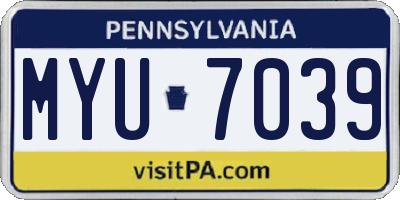 PA license plate MYU7039