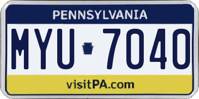 PA license plate MYU7040