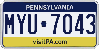 PA license plate MYU7043