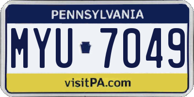 PA license plate MYU7049