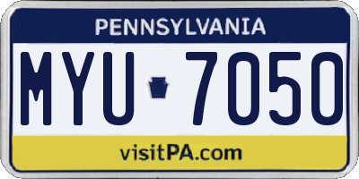 PA license plate MYU7050