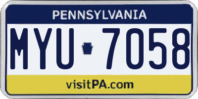 PA license plate MYU7058