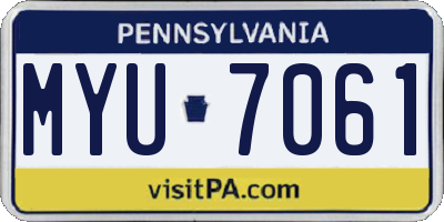 PA license plate MYU7061