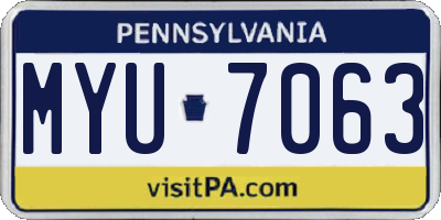 PA license plate MYU7063