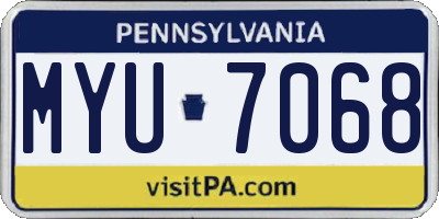PA license plate MYU7068