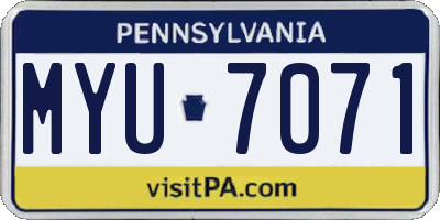 PA license plate MYU7071