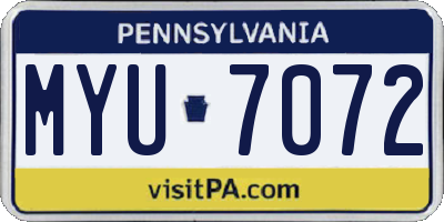 PA license plate MYU7072