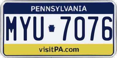 PA license plate MYU7076