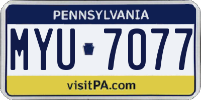 PA license plate MYU7077