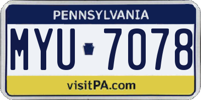 PA license plate MYU7078