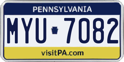 PA license plate MYU7082