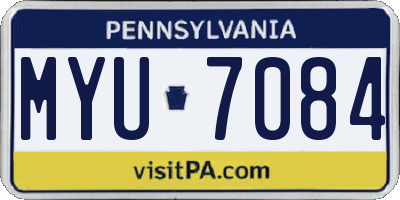 PA license plate MYU7084