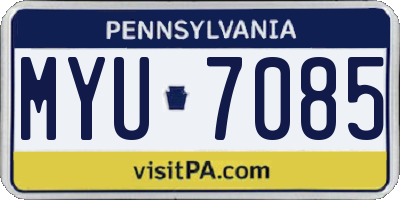 PA license plate MYU7085