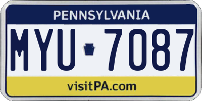 PA license plate MYU7087