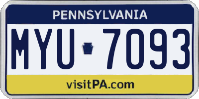PA license plate MYU7093