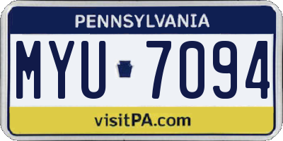 PA license plate MYU7094