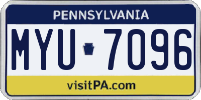 PA license plate MYU7096