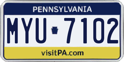 PA license plate MYU7102