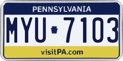PA license plate MYU7103