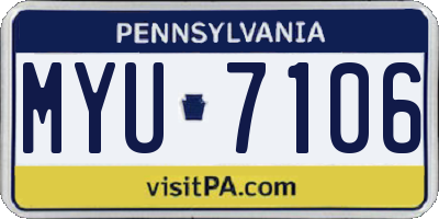PA license plate MYU7106