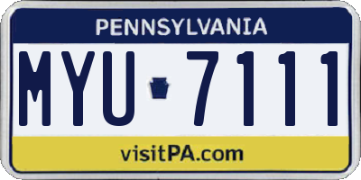 PA license plate MYU7111