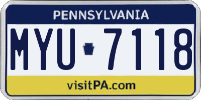 PA license plate MYU7118