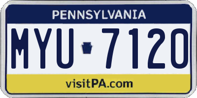PA license plate MYU7120