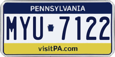 PA license plate MYU7122
