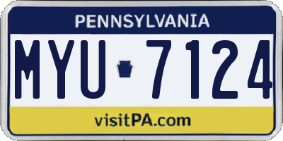 PA license plate MYU7124