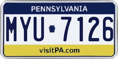 PA license plate MYU7126