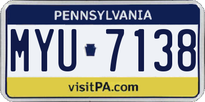 PA license plate MYU7138