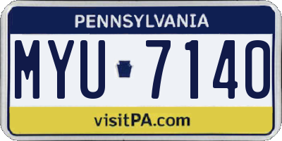 PA license plate MYU7140