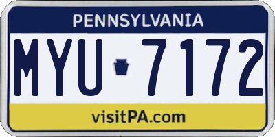 PA license plate MYU7172