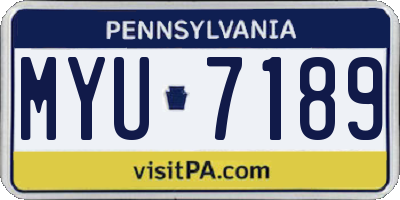 PA license plate MYU7189