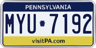 PA license plate MYU7192
