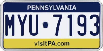 PA license plate MYU7193