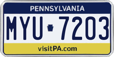 PA license plate MYU7203