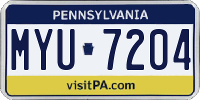 PA license plate MYU7204