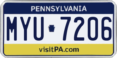 PA license plate MYU7206
