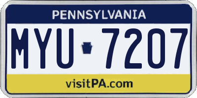 PA license plate MYU7207