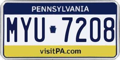 PA license plate MYU7208