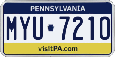 PA license plate MYU7210