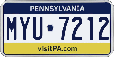 PA license plate MYU7212