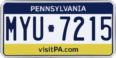 PA license plate MYU7215