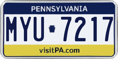 PA license plate MYU7217