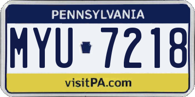 PA license plate MYU7218
