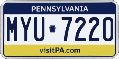 PA license plate MYU7220