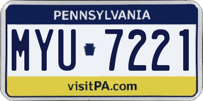PA license plate MYU7221